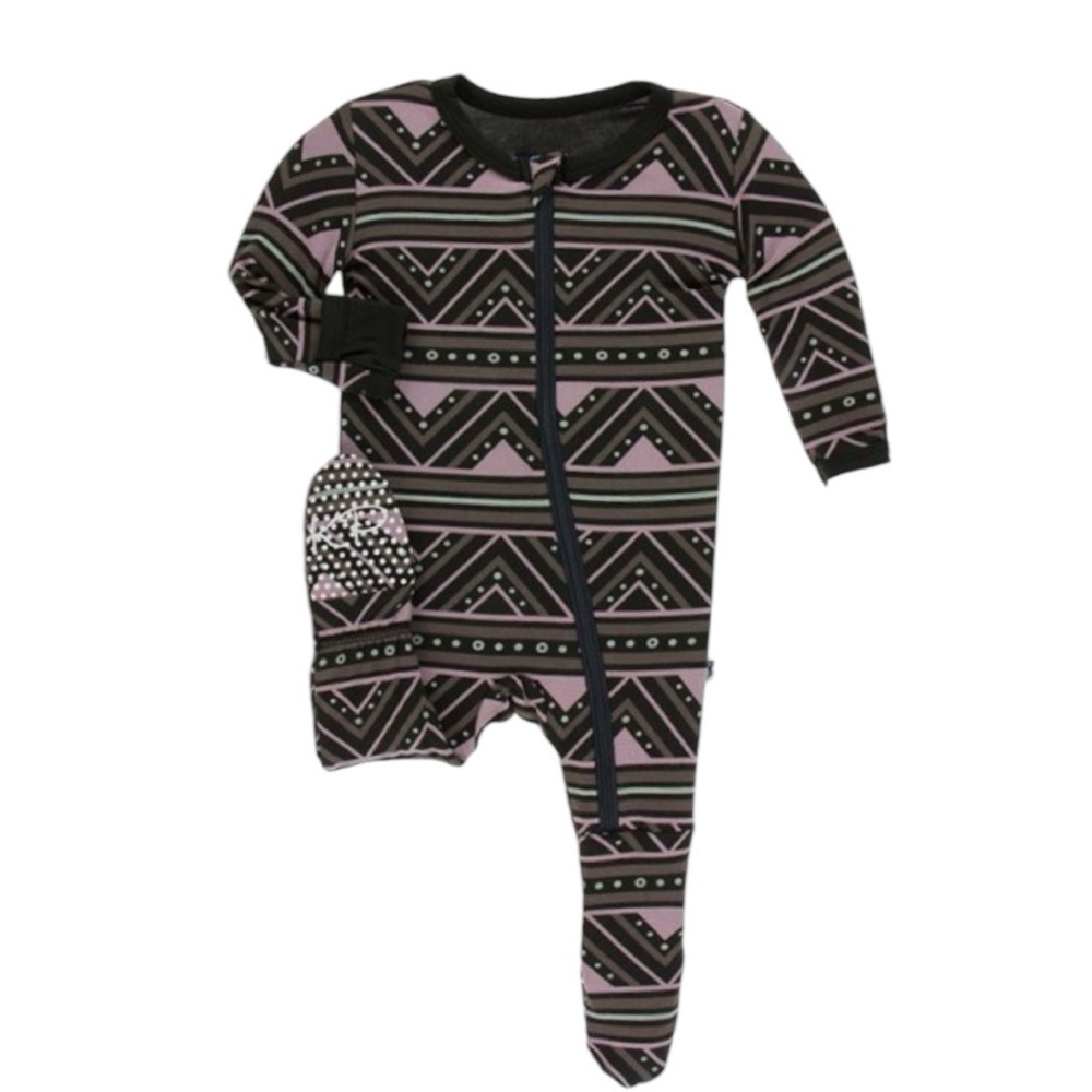 KicKee Pants Little Boys and Girls Print Footie with Snaps -African Pattern 0-3
